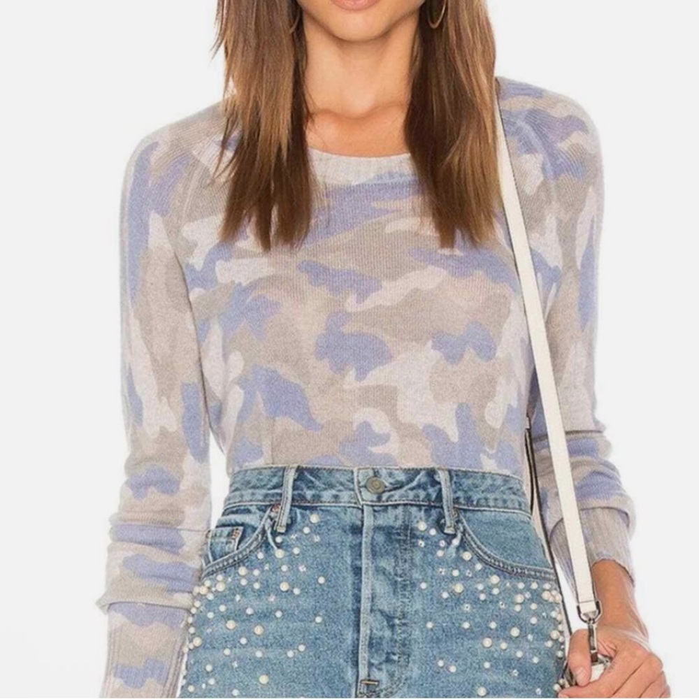 Lisa Todd Camouflage Sweater in Cream and Blue